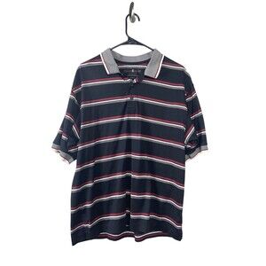 Tiger Woods TW Black Gray Red Stripes Short Sleeve Polo Shirt Mens Medium